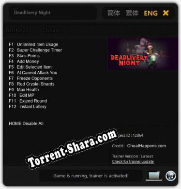Трейнер для Deadlivery Night [v1.0.1]