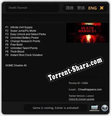 Death Harvest: Читы, Трейнер +9 [CheatHappens.com]
