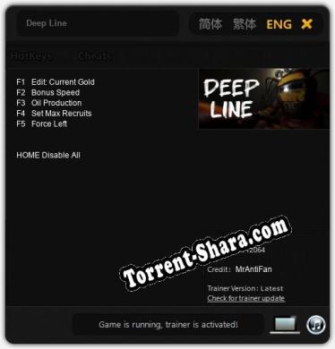 Трейнер для Deep Line [v1.0.6]