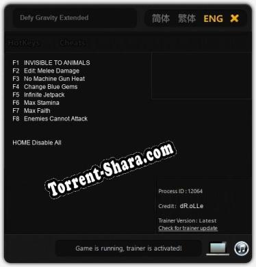 Трейнер для Defy Gravity Extended [v1.0.9]