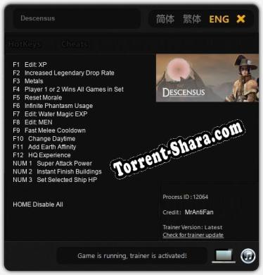 Descensus: ТРЕЙНЕР И ЧИТЫ (V1.0.66)