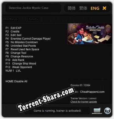 Detective Jackie Mystic Case: Трейнер +13 [v1.7]