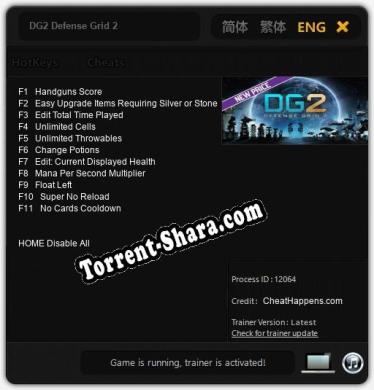 Трейнер для DG2 Defense Grid 2 [v1.0.3]