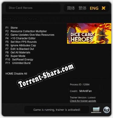 Dice Card Heroes: Трейнер +11 [v1.1]