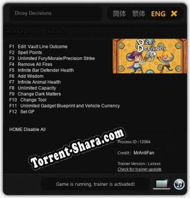 Dicey Decisions: Трейнер +12 [v1.2]