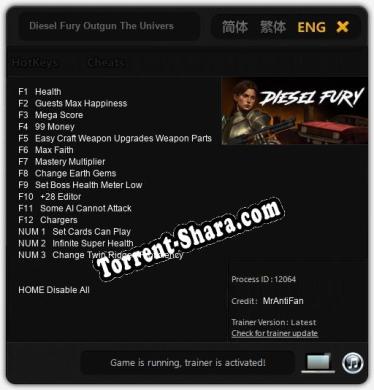 Diesel Fury Outgun The Universe: Читы, Трейнер +15 [MrAntiFan]