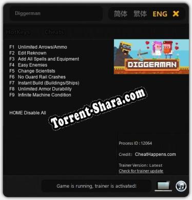Трейнер для Diggerman [v1.0.9]