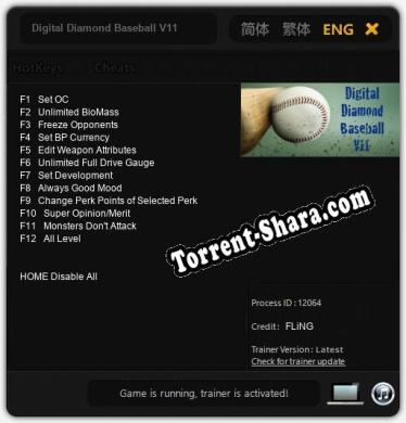 Digital Diamond Baseball V11: Трейнер +12 [v1.5]