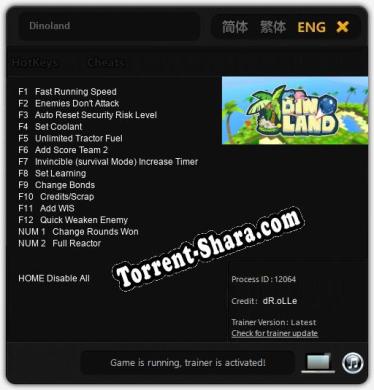 Dinoland: Трейнер +14 [v1.9]