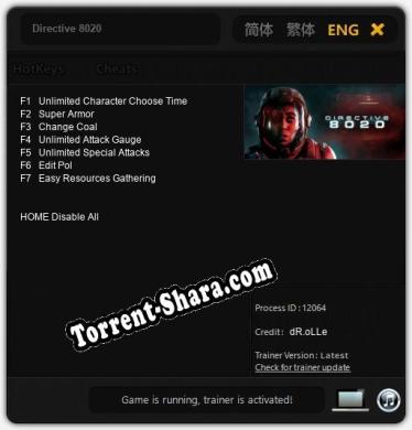 Трейнер для Directive 8020 [v1.0.5]