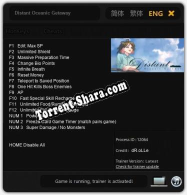 Трейнер для Distant Oceanic Getaway [v1.0.7]