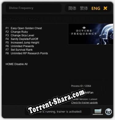 Divine Frequency: Трейнер +8 [v1.9]