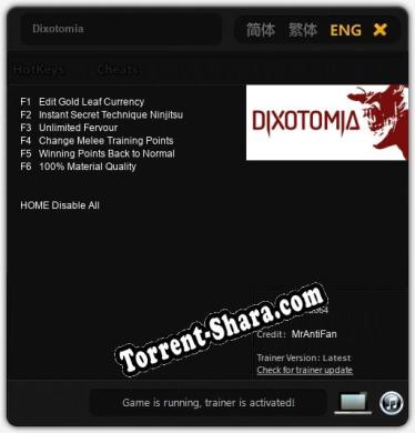 Dixotomia: Трейнер +6 [v1.1]