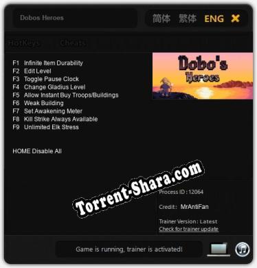 Трейнер для Dobos Heroes [v1.0.8]