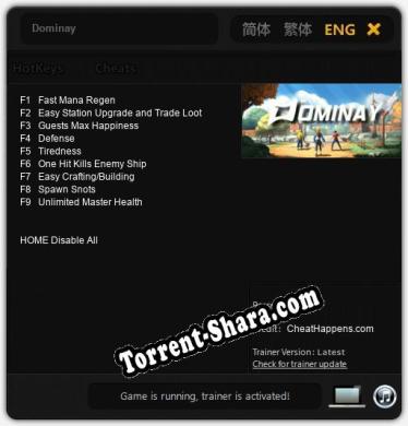 Dominay: Читы, Трейнер +9 [CheatHappens.com]