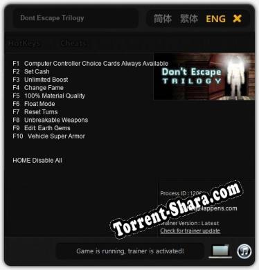 Трейнер для Dont Escape Trilogy [v1.0.6]