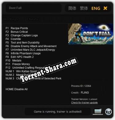Dont Fall: ТРЕЙНЕР И ЧИТЫ (V1.0.9)
