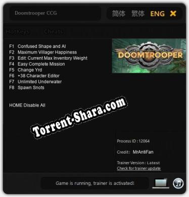 Трейнер для Doomtrooper CCG [v1.0.6]