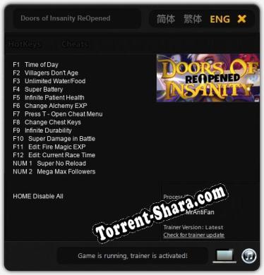 Doors of Insanity ReOpened: Читы, Трейнер +14 [MrAntiFan]