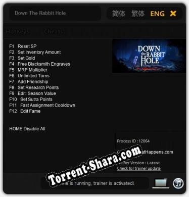 Трейнер для Down The Rabbit Hole [v1.0.1]