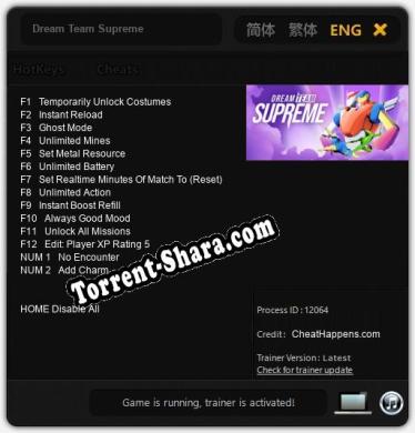 Dream Team Supreme: Читы, Трейнер +14 [CheatHappens.com]