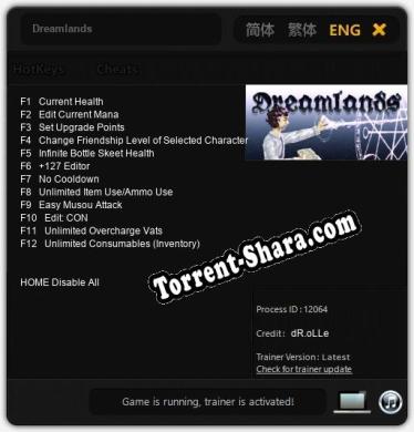 Трейнер для Dreamlands [v1.0.3]
