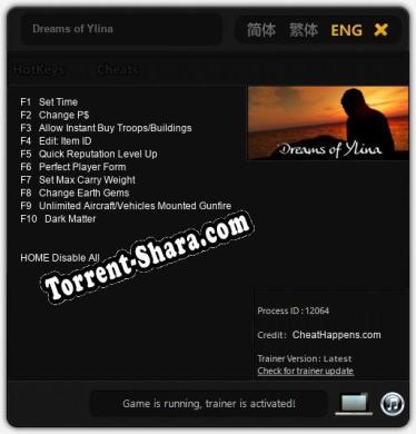 Dreams of Ylina: ТРЕЙНЕР И ЧИТЫ (V1.0.72)