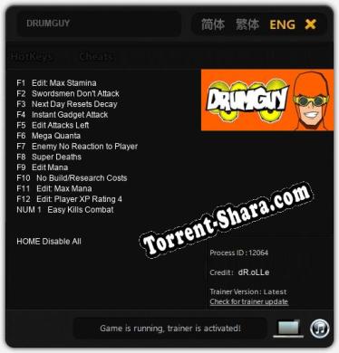 DRUMGUY: Трейнер +13 [v1.8]