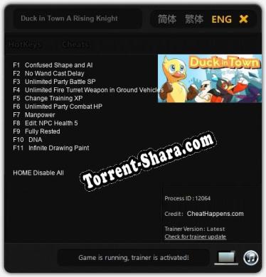Трейнер для Duck in Town A Rising Knight [v1.0.2]