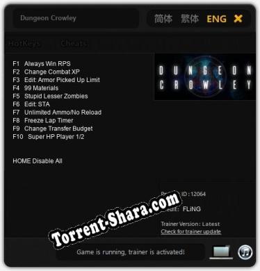 Dungeon Crowley: ТРЕЙНЕР И ЧИТЫ (V1.0.98)