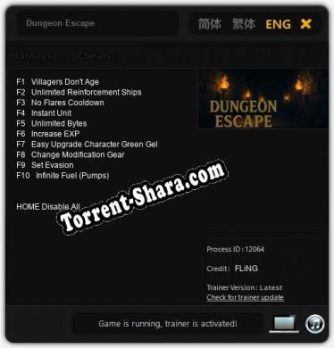 Dungeon Escape: ТРЕЙНЕР И ЧИТЫ (V1.0.1)