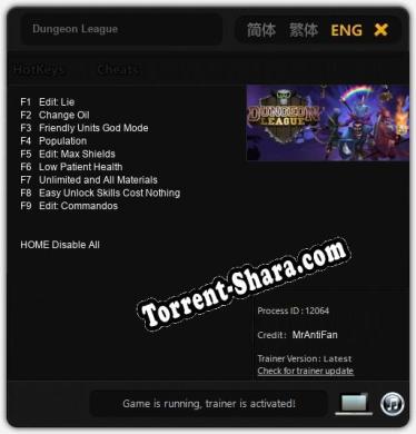 Трейнер для Dungeon League [v1.0.1]