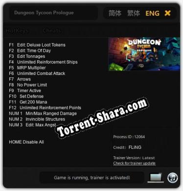 Dungeon Tycoon Prologue: Читы, Трейнер +15 [FLiNG]