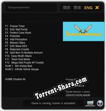 Трейнер для Dungeonpreneur [v1.0.6]
