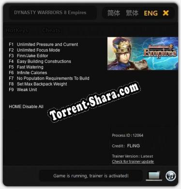 DYNASTY WARRIORS 8 Empires: Трейнер +9 [v1.2]