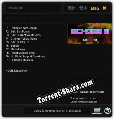 Echoes III: Читы, Трейнер +10 [CheatHappens.com]
