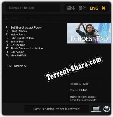 Трейнер для Echoes of the End [v1.0.8]