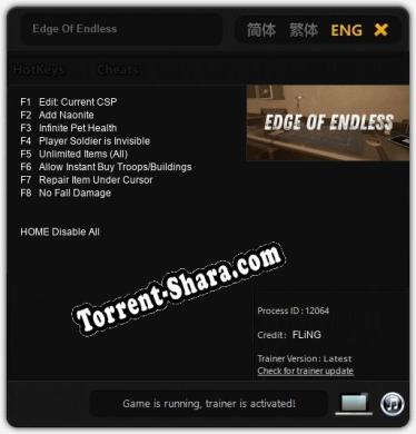Edge Of Endless: ТРЕЙНЕР И ЧИТЫ (V1.0.57)