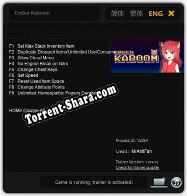 Ember Kaboom: ТРЕЙНЕР И ЧИТЫ (V1.0.93)