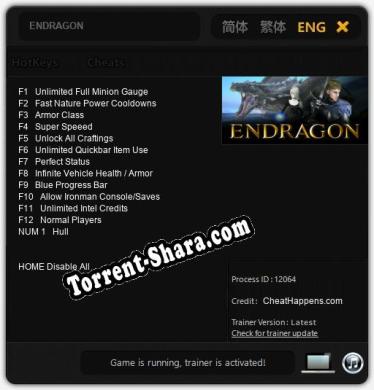 Трейнер для ENDRAGON [v1.0.3]