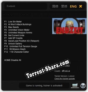 Endzeit: Трейнер +12 [v1.7]