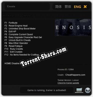 Трейнер для Enosis [v1.0.1]