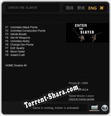 ENTER THE SLAYER: Читы, Трейнер +9 [dR.oLLe]