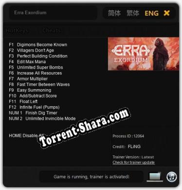 Erra Exordium: ТРЕЙНЕР И ЧИТЫ (V1.0.74)