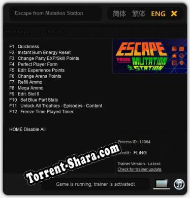 Escape from Mutation Station: Трейнер +12 [v1.4]