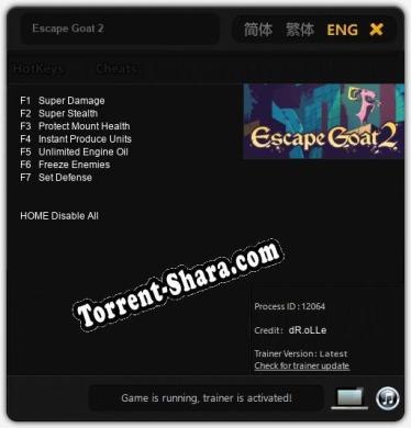 Трейнер для Escape Goat 2 [v1.0.3]