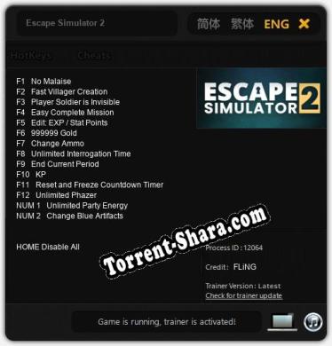 Escape Simulator 2: ТРЕЙНЕР И ЧИТЫ (V1.0.3)
