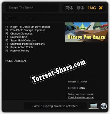 Escape The Quack: Трейнер +8 [v1.2]