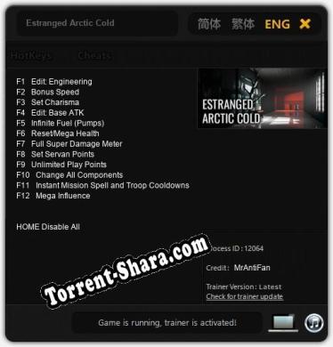 Трейнер для Estranged Arctic Cold [v1.0.2]