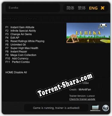 Eureka: Читы, Трейнер +11 [MrAntiFan]